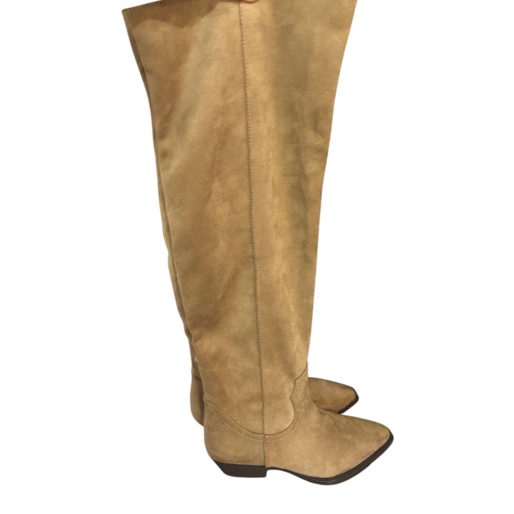 Taupe Faux Suede Western snip toe style Over The Knee OTK Boots size 9 brand new